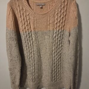 Banana Republic Peach and Beige Cable Knit Sweater